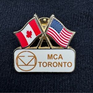 Vtg MTC Toronto Mechanical Contractors Association Canada USA Flag Pin Back